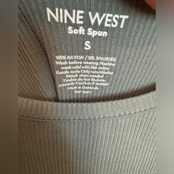 Nine West Soft Spun 3/4 Sleeve Ribbed Tee Small Teal - Picture 2 of 3